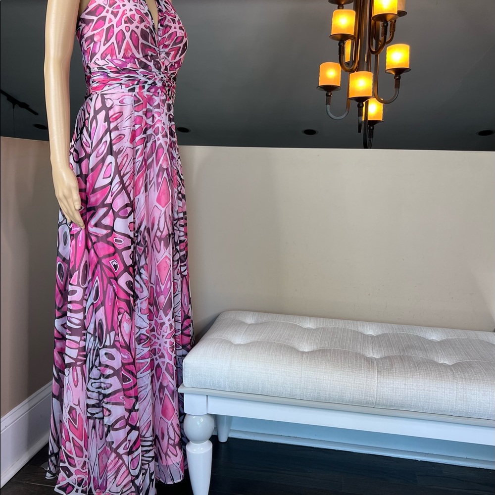 White House Black Market Fuchsia Halter Maxi Dress - Picture 10 of 16